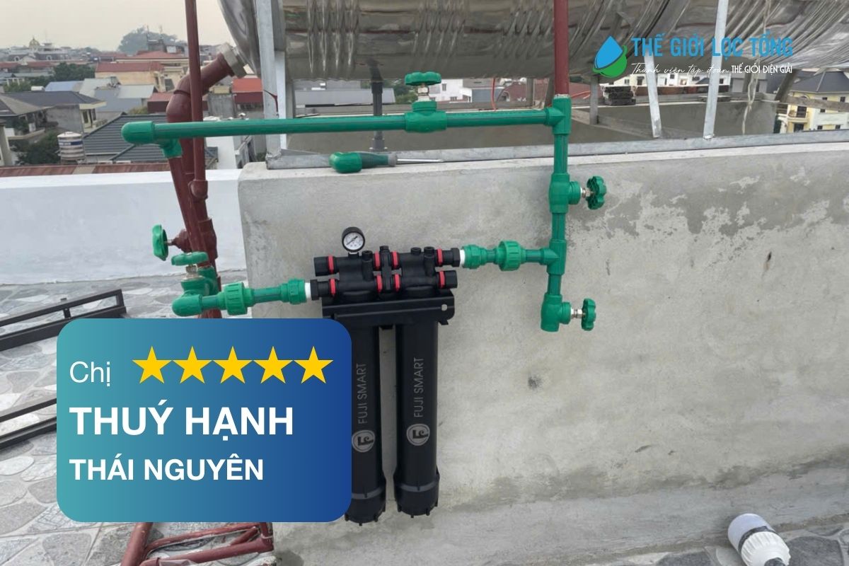 Chị Thuý Hạnh an tâm khi sử dụng hệ thống lọc tổng Fuji Smart