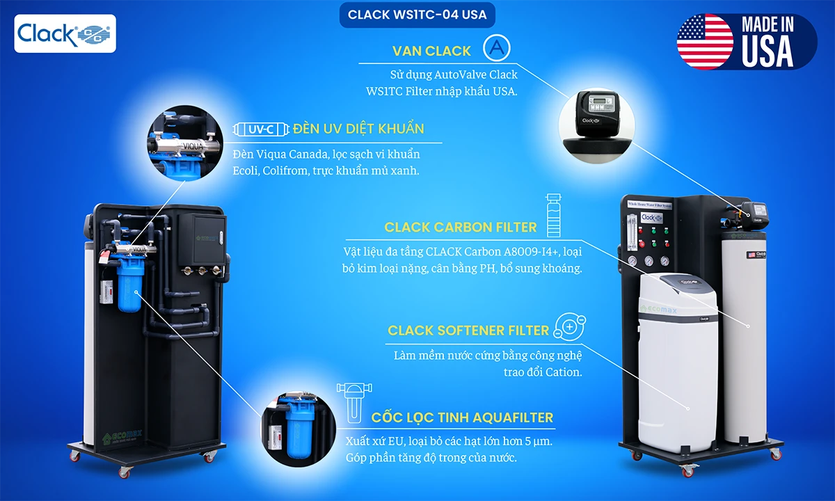 SOF 2025 01158 Clack WS1TC 04 USA 9 Hệ thống lọc nước đầu nguồn Clack WS1TC-04 USA Thế Giới Lọc Tổng