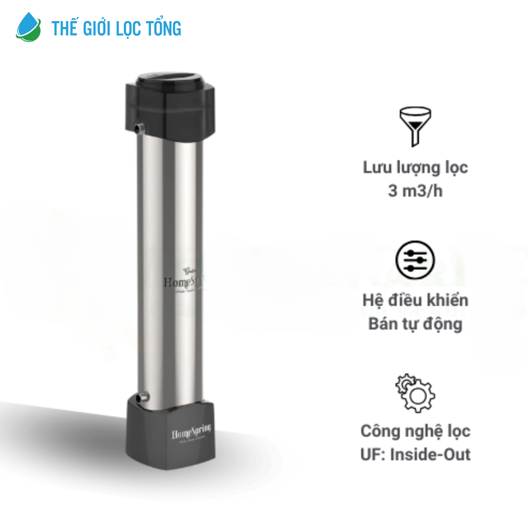 Bộ lọc tổng đầu nguồn GE Homespring 3000V 20 Bộ lọc tổng đầu nguồn GE Homespring 3000V giúp loại bỏ hiệu quả vi khuẩn, virus và các tạp chất khác khỏi nguồn nước đầu vào
