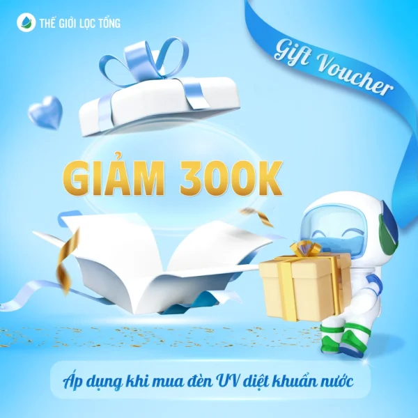 Gift Voucher giảm 300.000đ khi mua đèn UV diệt khuẩn tại Thế Giới Lọc Tổng
