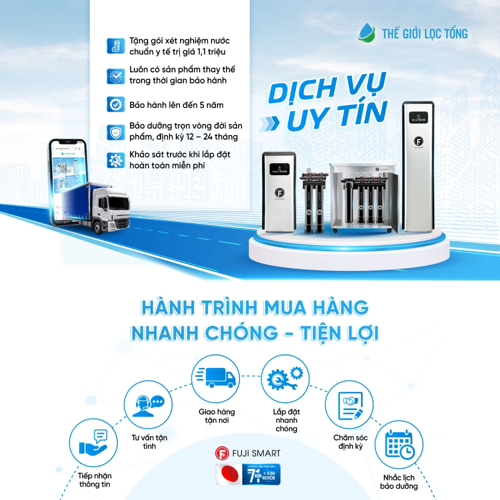 Mua hàng ở Thế giới lọc tổng sẽ nhận được nhiều dịch vụ đặc quyền bao gồm thay vật liệu lọc định kỳ