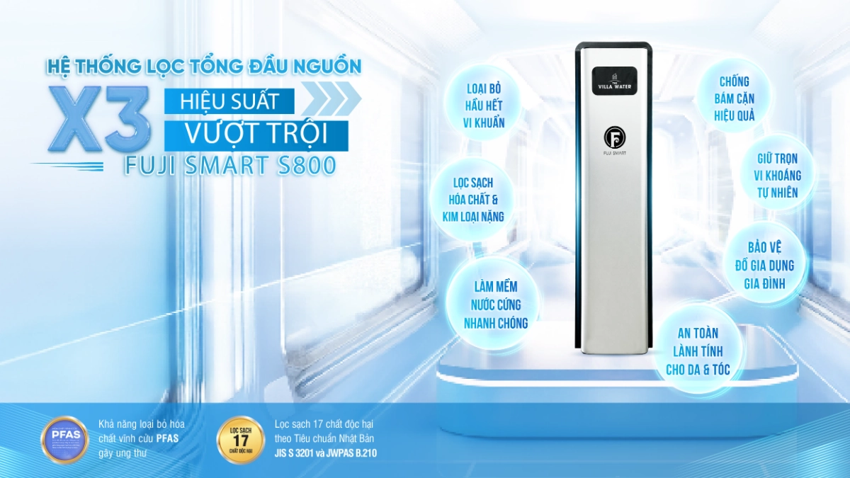 Bình Thuỷ Điện Nóng Lạnh Thông Minh Fuji Smart FHC-500 4 Hệ thống lọc tổng Fuji Smart S800 được áp dụng công nghệ X3 giúp ngăn chặn sự hình thành và bám dính của cặn trắng và kéo dài tuổi thọ của thiết bị