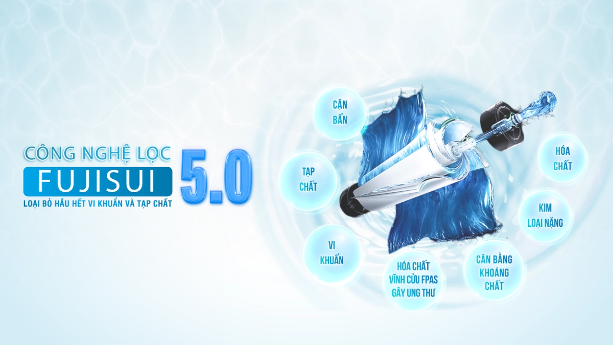 Bình Thuỷ Điện Nóng Lạnh Thông Minh Fuji Smart FHC-500 3 Công nghệ Fuji Smart 5.0 của hệ thống lọc tổng S800